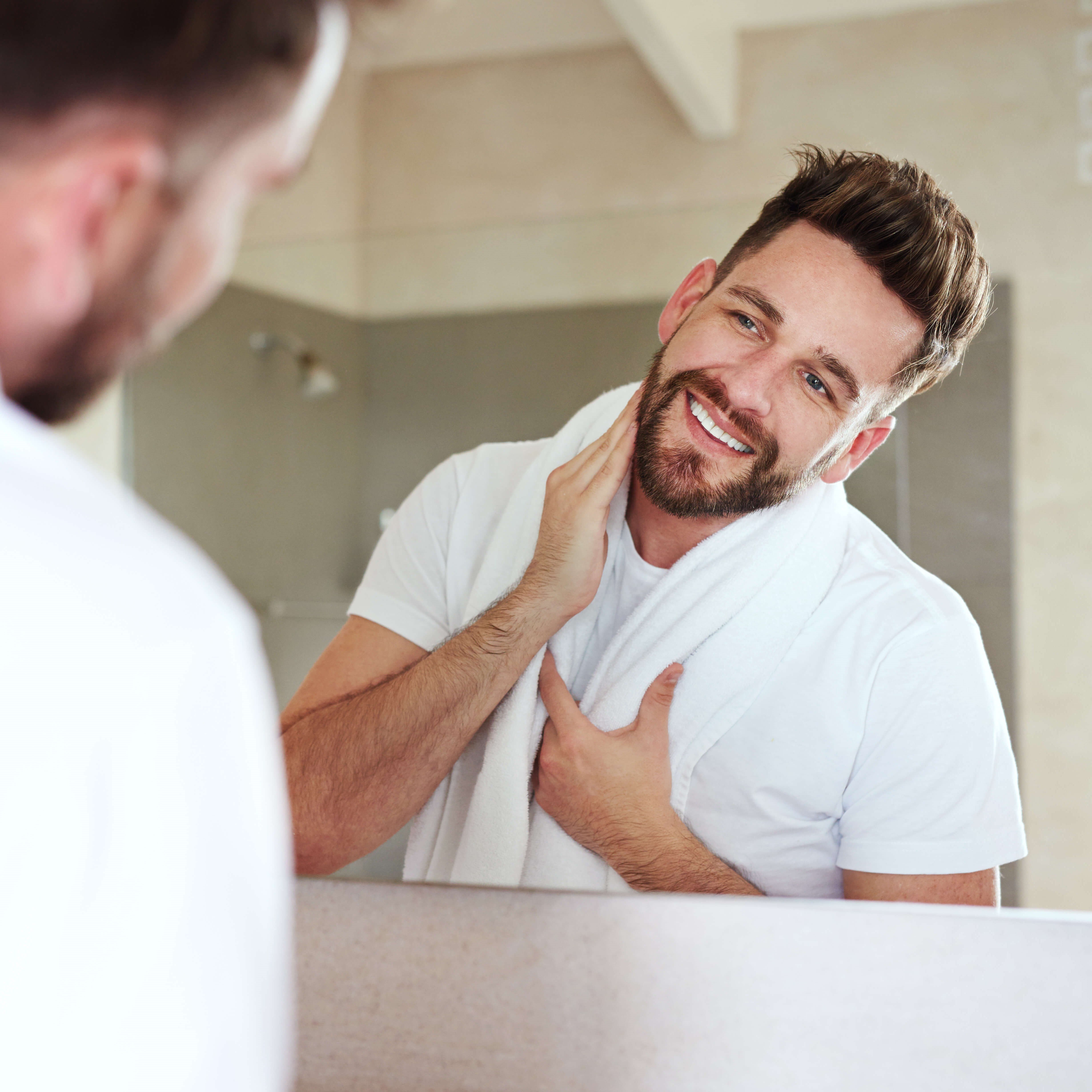 Man Smiling Mirror